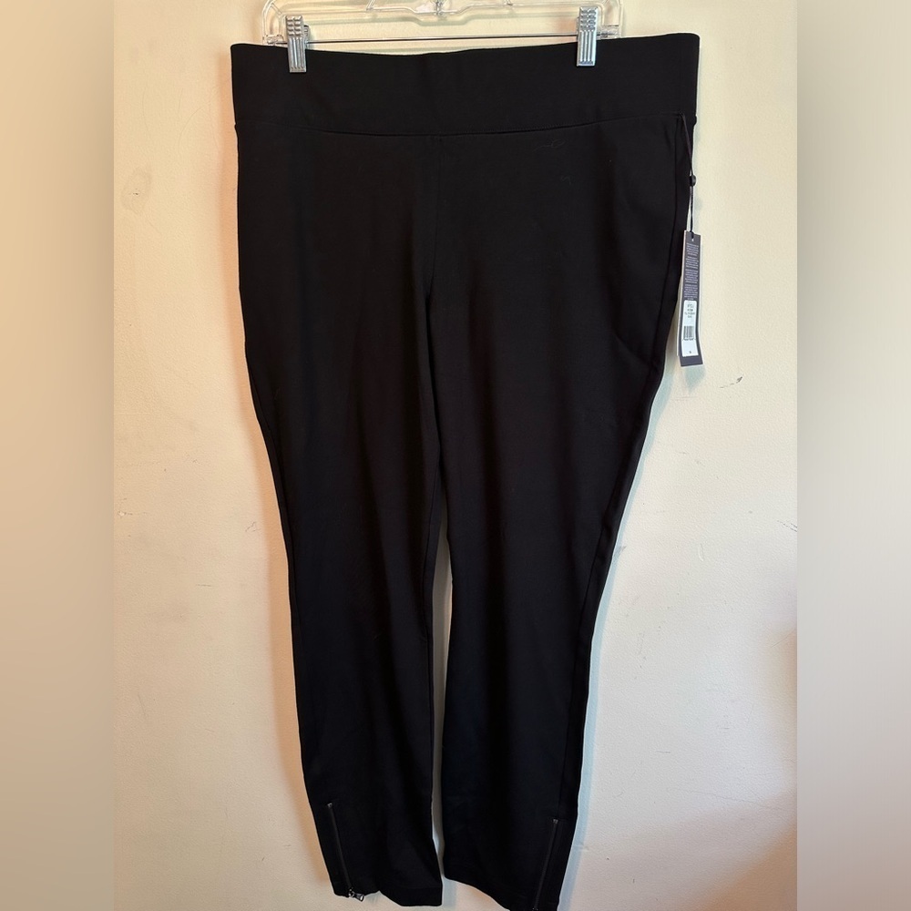 NYDJ Pull On Leggings In Black Size 14 With Zipper Ankles Business Causal NWT